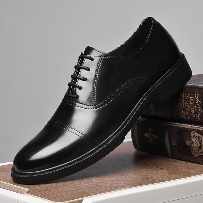 Men's Shoes 2025 Summer New High-end Men's Gentleman's Style Retro Fashion Glossy Lace-up Formal Business Leather Shoes Trend