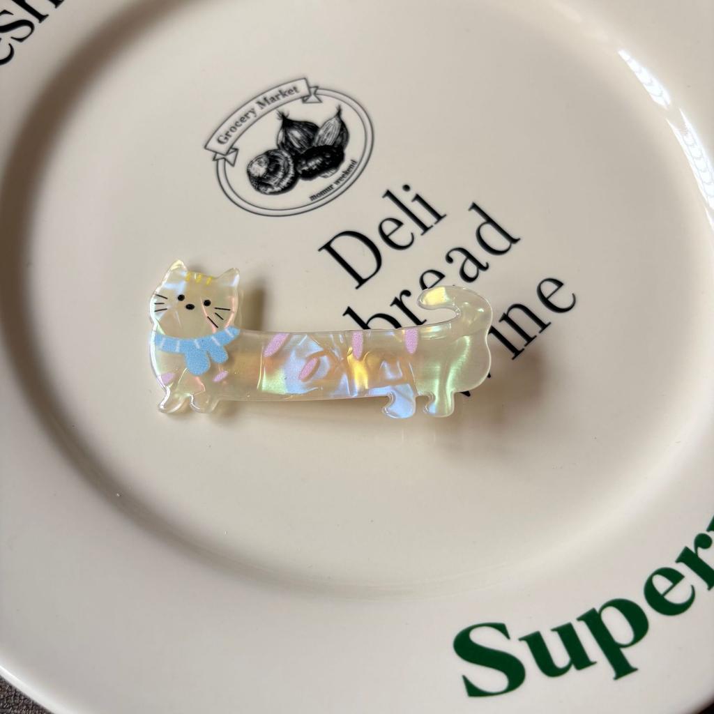 1/4 Stück niedliche bunte Laserstreifen Hundehaarspange für Mädchen Herz vielseitig Student Cartoon Haarschmuck weiblich