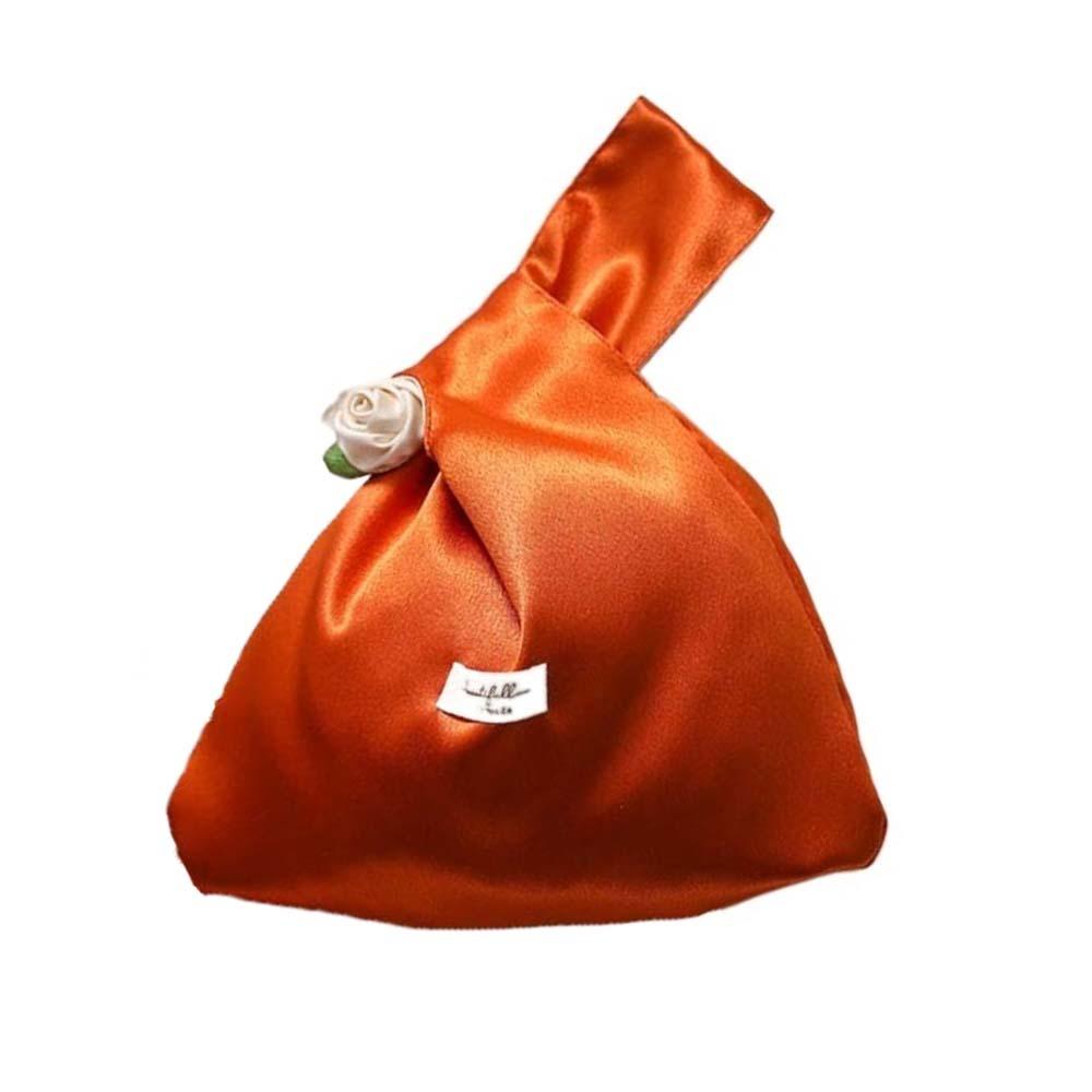 Satinros Handväska Elegant Handväska Hanfu-tillbehör Presentpåse för Godis Brud