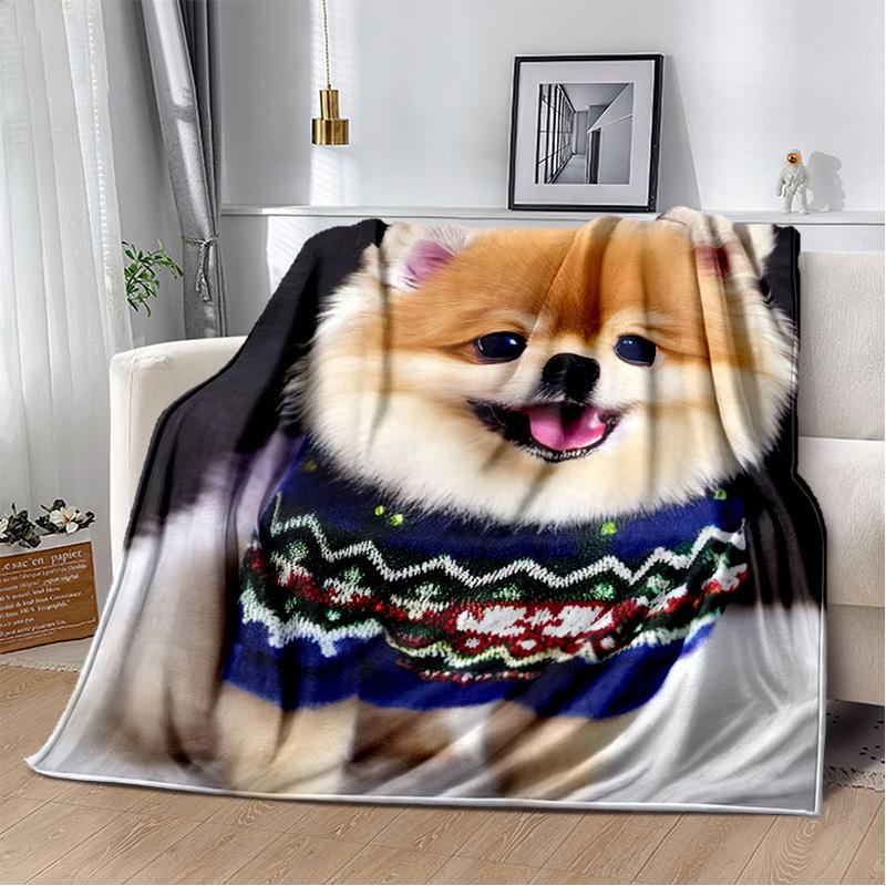 Ковдра з мультяшним хаскі, самоє, чихуахуа, померанський шпіц Кокі, м'яка ковдра для дому, спальні, дитяча ковдра для дивана
