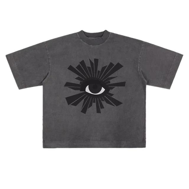 American Y2K Retro Spoof Oil Painting Print Old Vintage Short Sleeve Cotton T-shirt Men Women Ins Trend Brand Oversized Top Tee