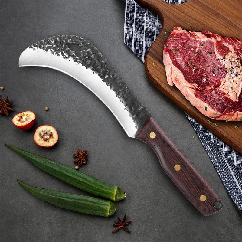 Hand Forged Blade Fruit Knife Banana Durian Knife Wood Handle Boning Butcher Knife High Stainless Steel Kitchen Knives Chef Tool
