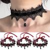 2026 Retro Black Lace Wine Red Velvet Tie Choker Black Teardrop Tassel Necklace for Women Christmas Necklace Chain Jewelry Gift