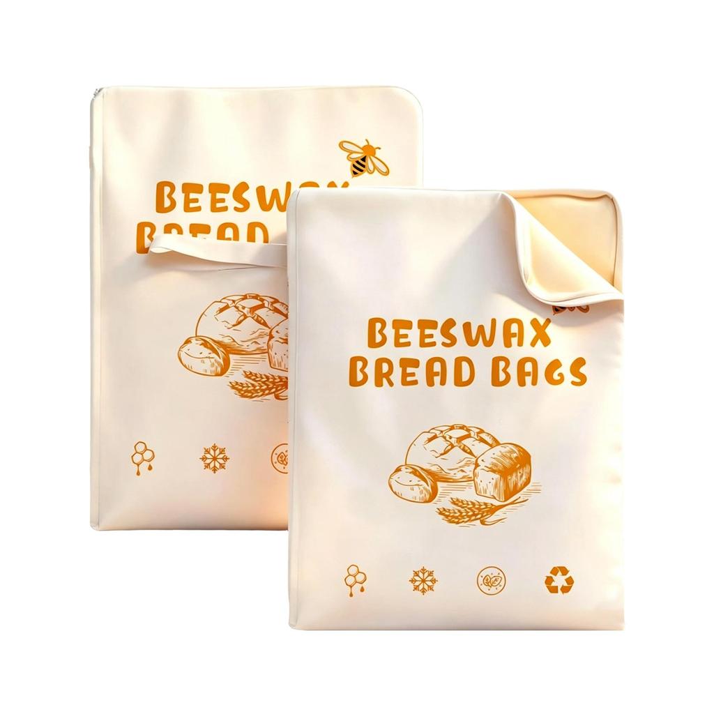 Beeswax Bread Bag with L-Shaped Zipper for Bread Storage