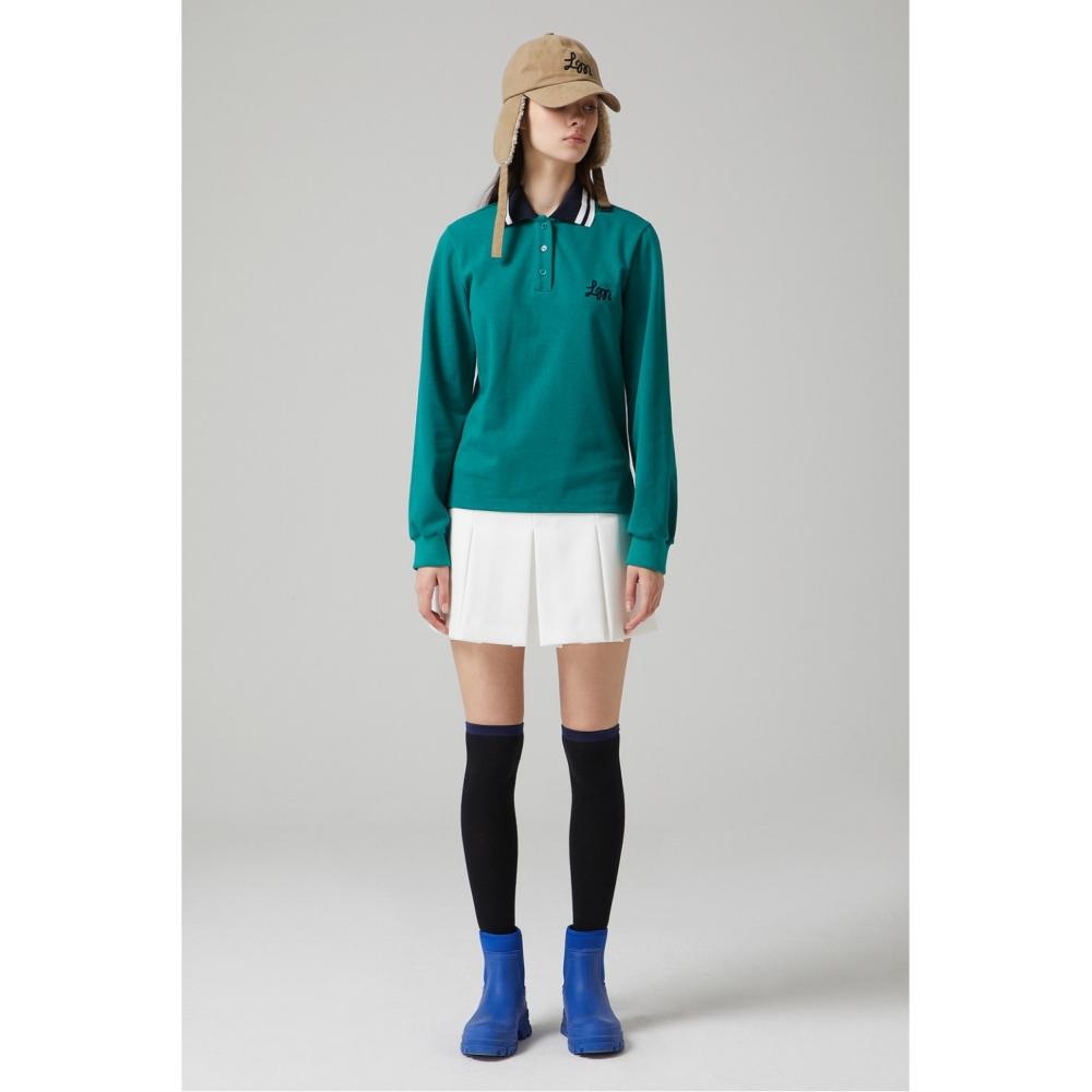 

LUCKYMARCHE Футболка-поло с вязаным воротником для женщинQWTAX22551GRX