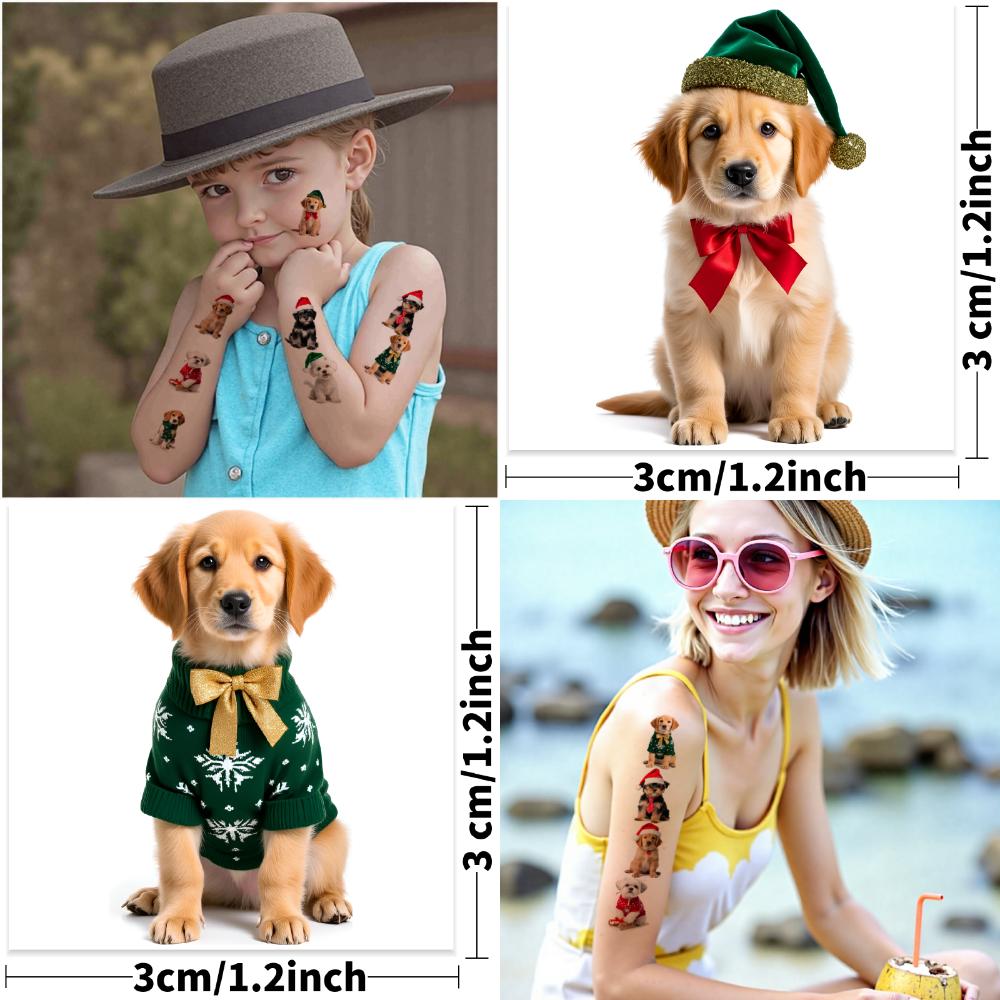 54pcs Temporary Tattoo Dog Stickers Temporary Tattoo Stickers Christmas Stickers Photography For Women