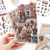3sheets Small Corner 8th Bullet Series PET+White Card 2.5D Landscape Fun Stickers for Decorative Collage Landscape Stickers
