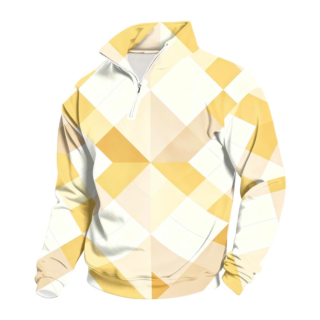 Men's Casual 1/5 Zip Stand Collar Sweatshirt Printed Pullover for Everyday Wear