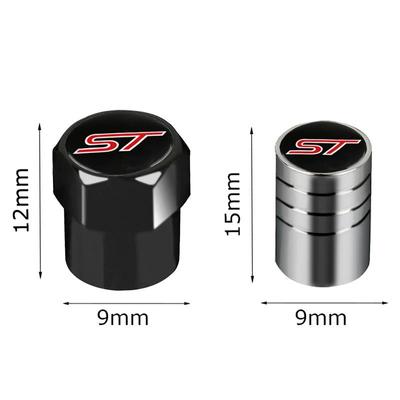 4pcs ST Emblem Aluminum Car Tire Valve Caps Sport Style for Ford ST Focus Fiesta Ecosport Kuga Mondeo Everest Accessory