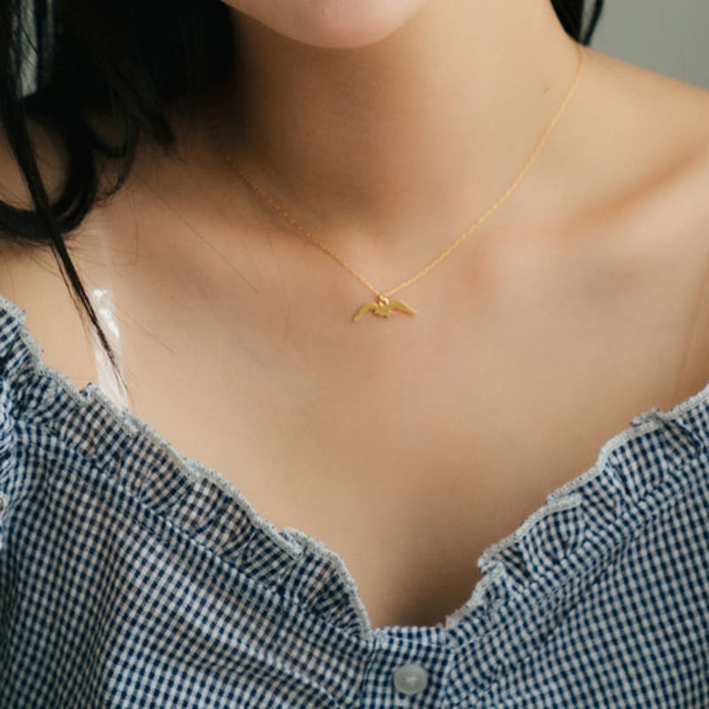 

lanterna Seagull Silhouette Necklace (4colors) white