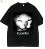 2026 Vintage Divertente Ibuprofene Gatto Meme Grafica T-shirt Uomo Donna Umorismo Moda T-shirt Oversize Casuale Streetwear T-shirt