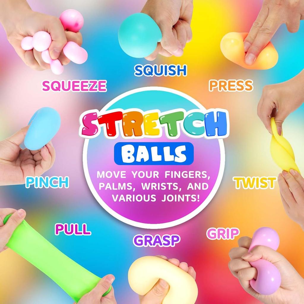 Slowrising Stress Balls for Kids and Adults- 12 Pcs Sensory Balls Fidget Toys for Kids with Autism, Stretch Squishy Balls for Anxiety Relief, Fidget
