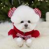 Christmas Cute Bow Cape Cloak Pet Cat Dog Pet Neck Water Scarf Decoration Dog Clothes Pet Double-sided Velvet Hoodie with Ears