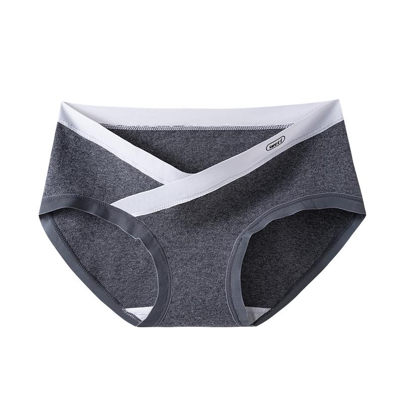

Women Spring and Autumn Pregnant Women Special Cotton Antibacterial Extension Crotch V Shaped Low Waiked Briefs XXL темно-сірий колір