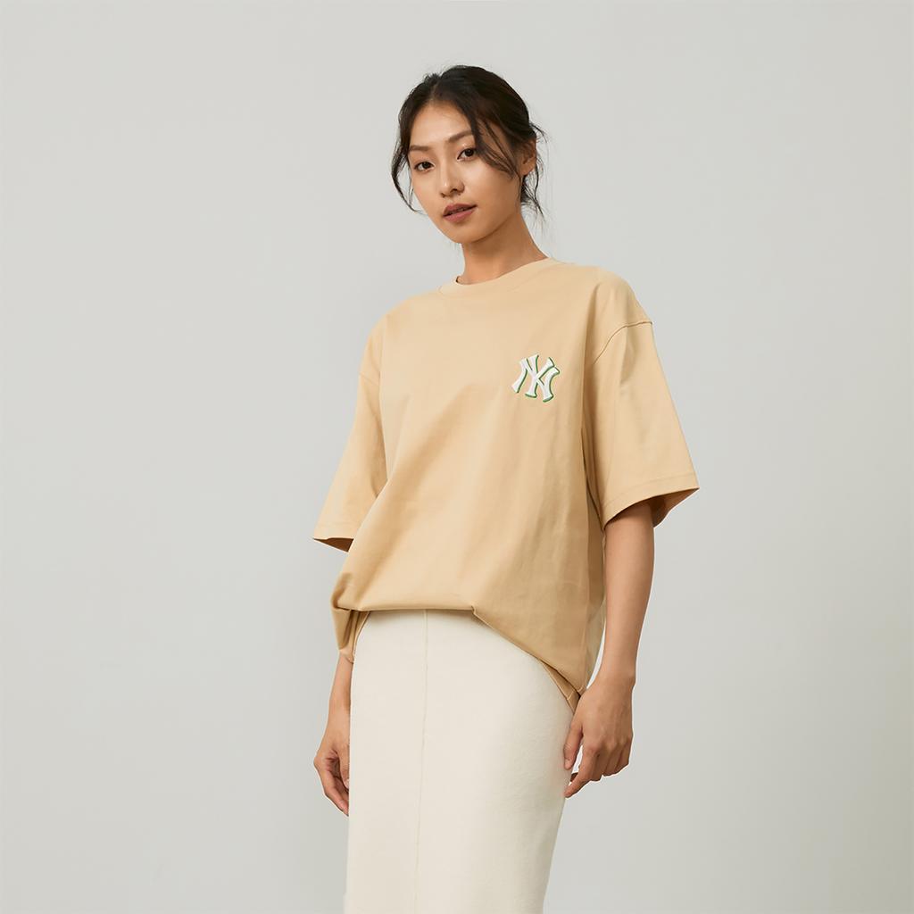 New MLB MONOGRAM Collection New York Yankees SS24 T Shirt Unisex Apricot 3ATSM0443-50BGL