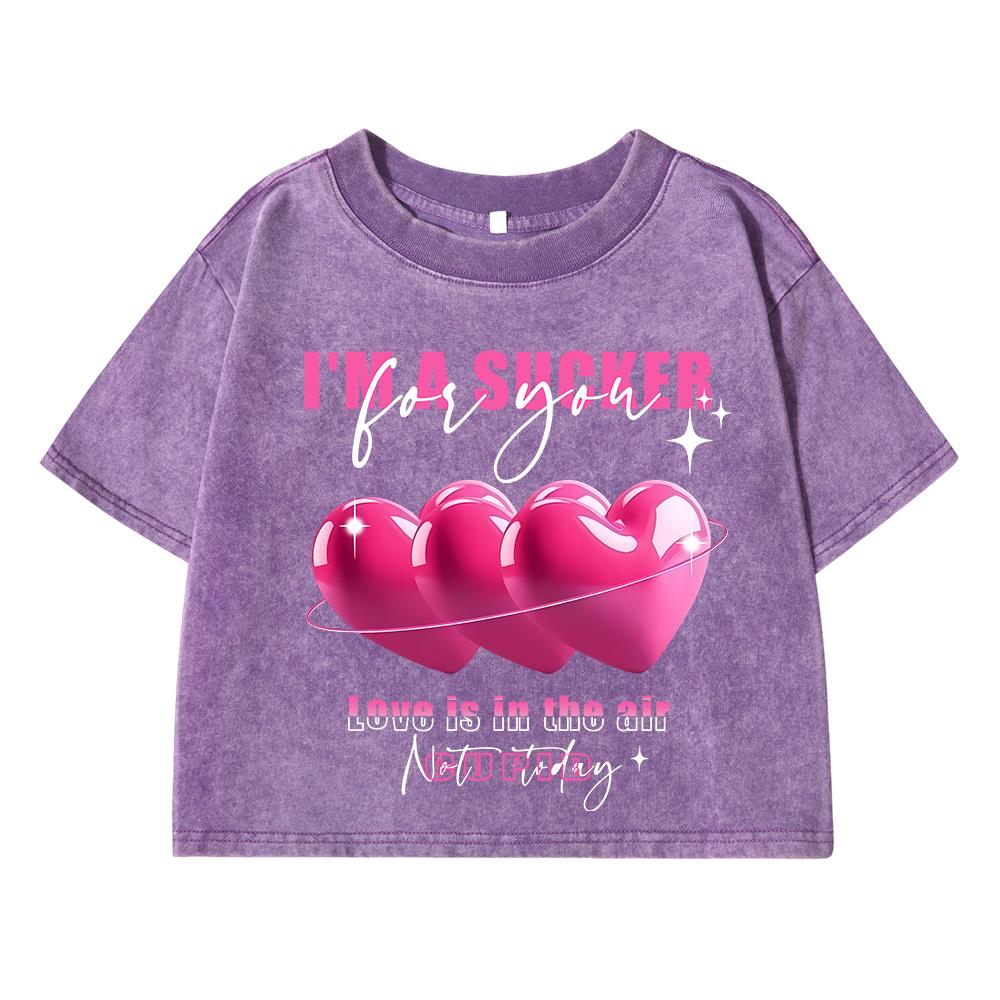 I'M A Sucker Funny Printing Female Washed Short T-Shirt Fashion Casual Tshirt Street Tops Summer Loose Distress Clothes