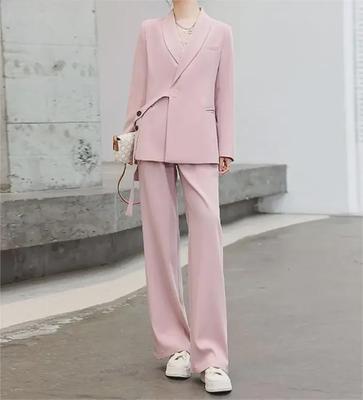 "Korean-Style Women's Spring 2024 Fashionable Loose Suit with Wide-Leg Pants - Two-Piece Set"