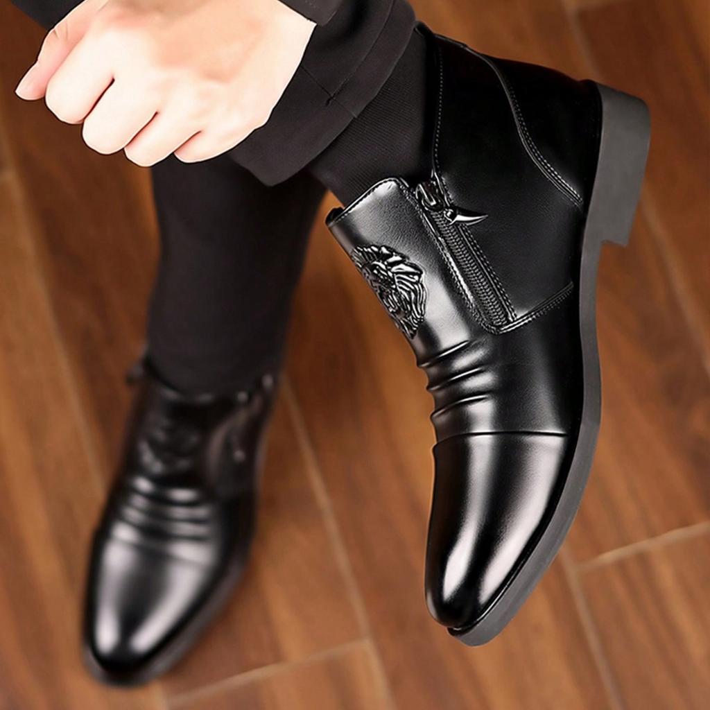 Large size men's retro side zipper men's boots leather shoes, medium boots, spot quick delivery OPP bag packaging