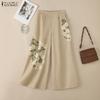 ZANZEA Women Casual Floral Print Loose Wide Cropped Pants