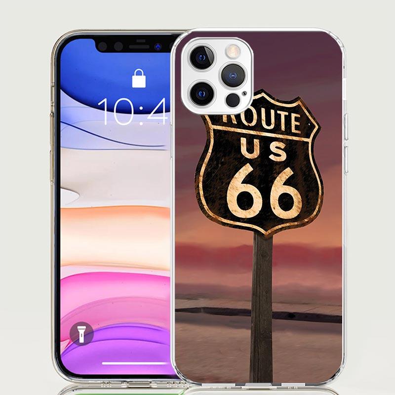

America Route 66 Phone Case For iPhone 17 Air 16 15 Plus 11 14 Pro Max 13 Mini 12 7 8 + SE Pattern Art Customized Cover 17 Air 1 iPhone 16 Pro Max