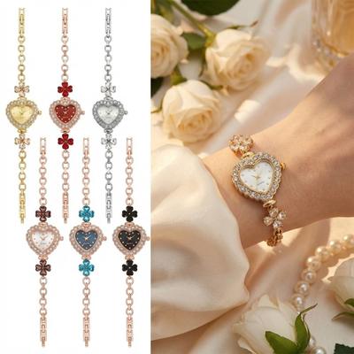 Mit verstellbarem Armband Herzförmige Uhr Diamantbesetztes Uhrenarmband Handgelenkdekoration Geschenk