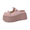 Fashion casual bow one-button sponge cake thick bottom half bag head cool slippers women's spring and summer 2025 new versatile