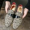 Designer Men's Gold Silver Leopard print Leather Casual Brogues Shoes Formal Wedding Dress Homecoming Footwear  Hombre