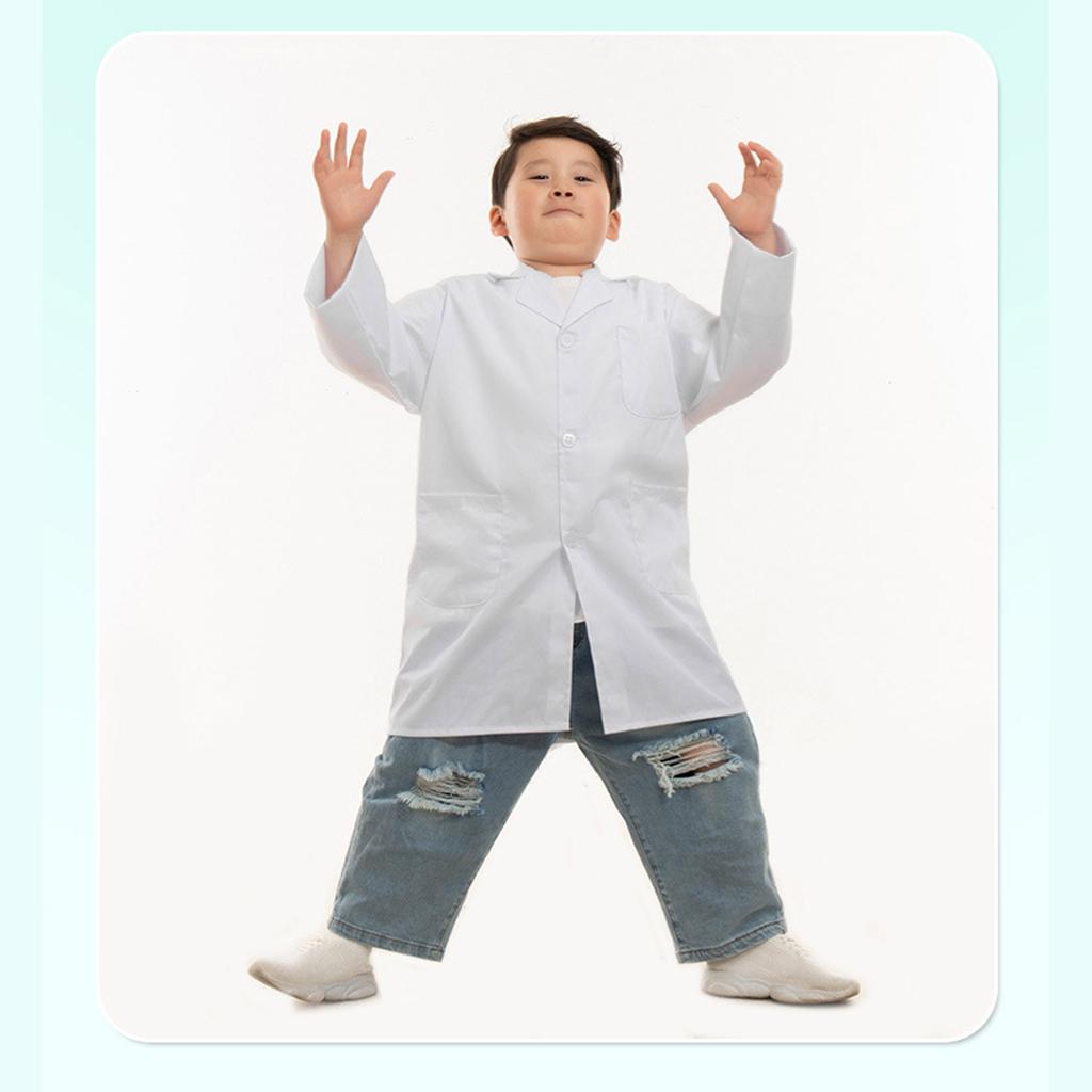 Cotton Childrens Lab Coat With Functional Pockets Science Role Play Costume Adjustable Design Multiple Color Option