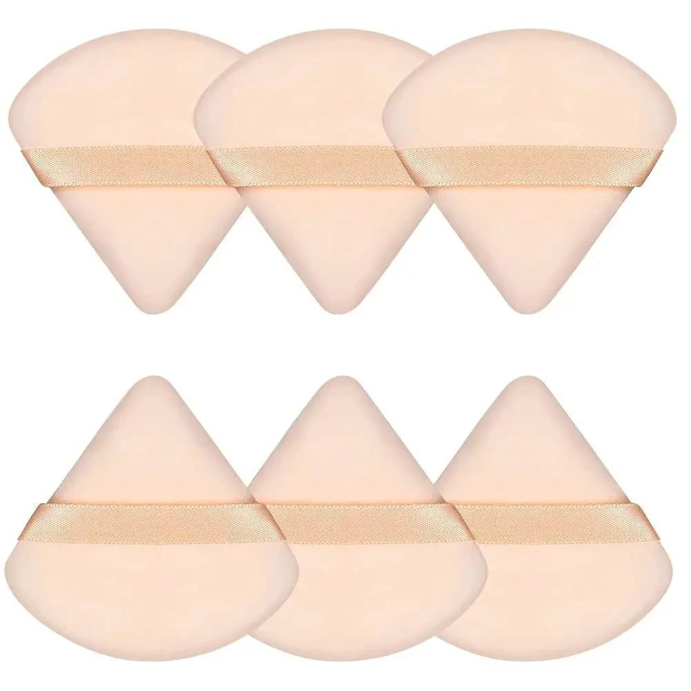 2/6Pcs Triangle Velvet Powder Puff Pizza Flours Mini Face Makeup sponge Cosmetics Washable Lightweight Makeup Tool