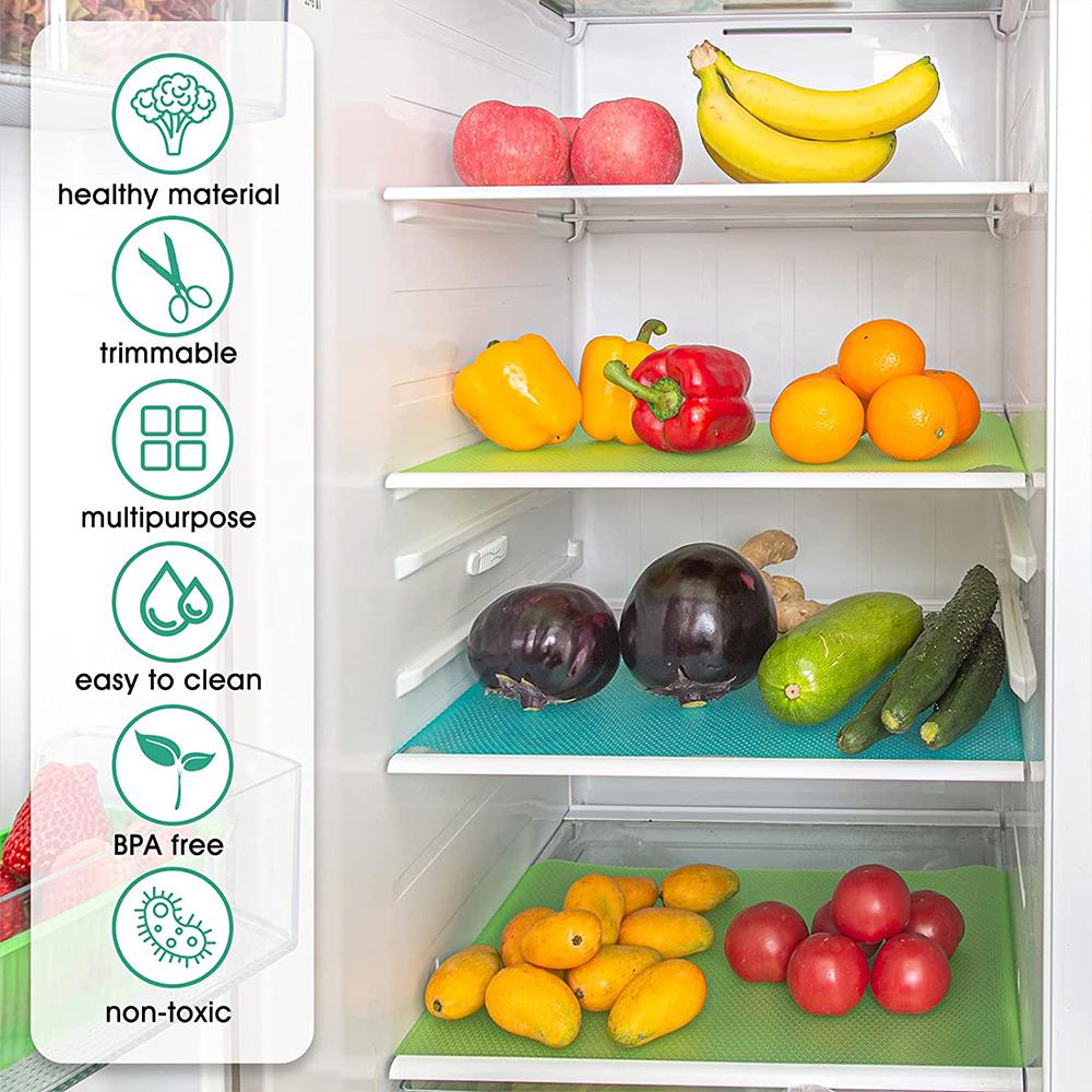 2Pcs EVA Refrigerator Liner Mat Waterproof Washable Fridge Shelves Pads for Drawer Cabinet