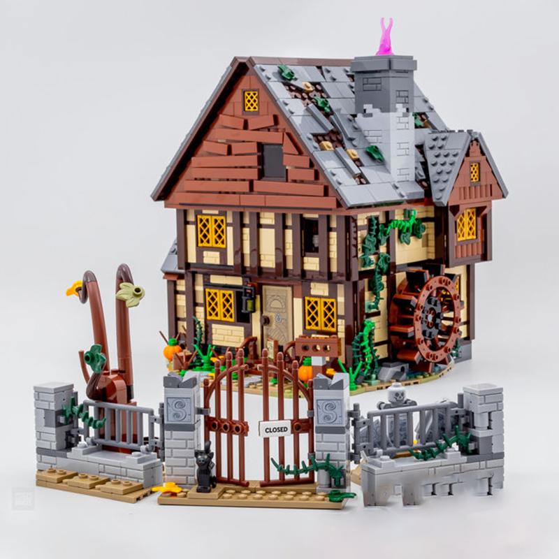 MOC Street View Modell Halloween Hocus Pocused Hexe Sanderson Haus Gebäude Schwesterhaus Bausteine Ziegel Festival Party Geschenke