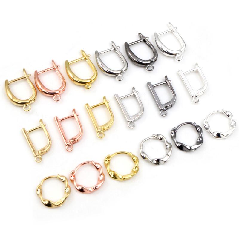 10pcs 3-Styles Gold Color French Earring Hooks Lever Back Open Loop Setting for DIY Earring Clips Clasp Jewelry Making Findings