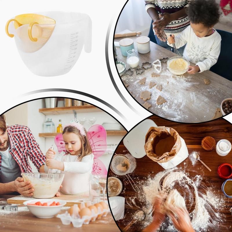Messbecher-Set mit Filter 1000 ml Trichter Eiersieb mit Sieb Mehrzweck-Kochwerkzeug zum Reiswaschen Backen Kochen