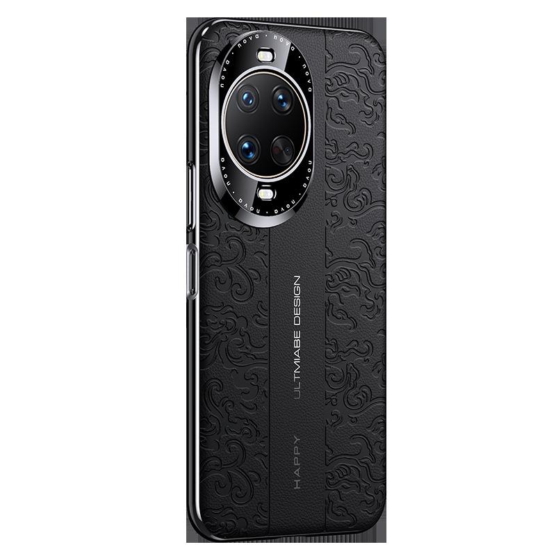 Applicable to Honor Magic8 Plain Leather Mobile Phone Case Huawei Pura80Ultra Dragon Pattern Guochao Nova14 Luxury New
