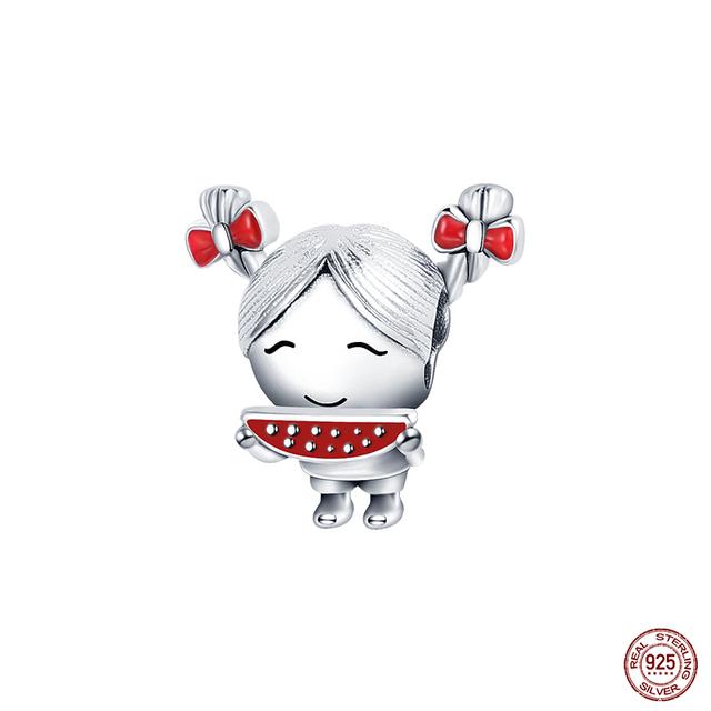 New 925 Sterling Silver Red Color Series Heart Shape Charms Beads Lucky Jewelry Gifts