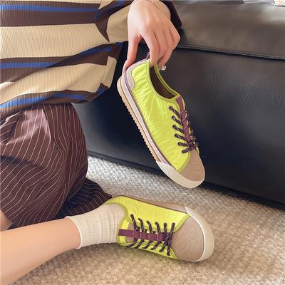2026 Spring and Summer New Thin Fashion Single Shoes Women's All-match Casual Soft-sole Color-matching Lace-up Sneakers