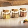 Wood Grain Lid Spices Glass Jar Glass Material Seasoning Boxes Condiment Canister  Kitchen Supplies