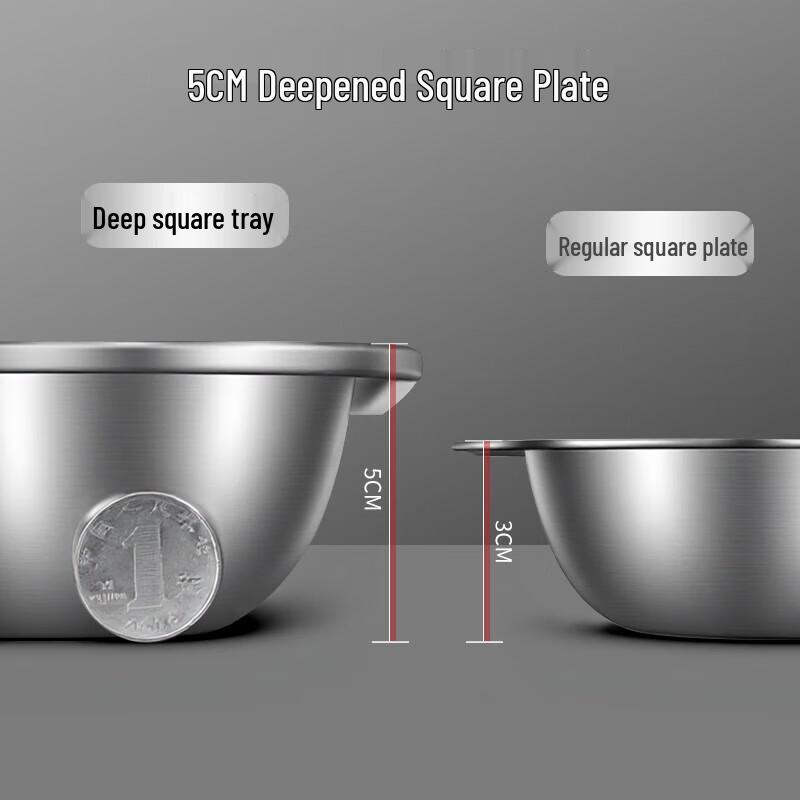 Dianrui'en 304 Stainless Steel Rectangular Deep Plate, 32cm