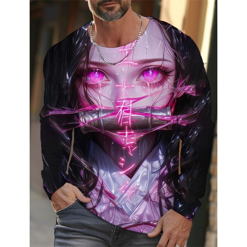 Men's Long-sleeved T-shirt 3D Printing Animation Pattern Printing Men's T-shirt Autumn Tops Casual T-shirt Pullover