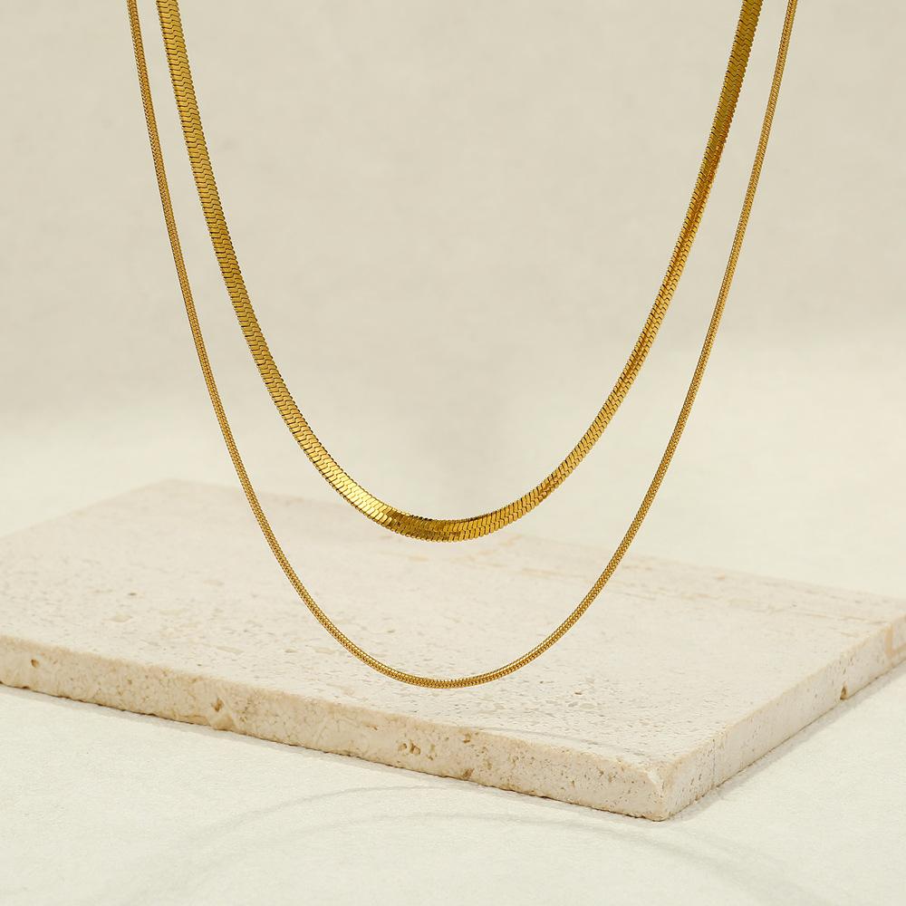 Double Layer Titanium Steel Gold Snake Bone Light Luxury Versatile Clavicle Necklace