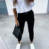 Women Bodycon Pants Solid Color Pockets Spring Autumn All Match Ankle Tied Cropped Pants for Daily Wear