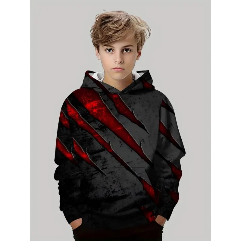 Herbst Classic Kinderkleidung Jungen Hoodies Langarm Streifen 3D Druck Street Locker Komfort Outdoor Jungen Oberteil Kinderkleidung