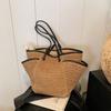Women Straw Woven Tote Bag Summer Beach Bags Large Capacity Beach Vacation Shoulder Bag Multi Pockets for Outdoor Travel