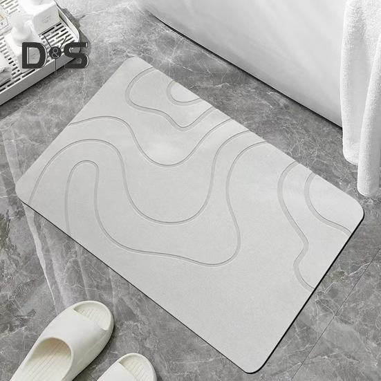 Bathroom Floor Mat Quick Absorbent Quick-Drying Diatom Mud Anti-Slip Bottom Solid Color Easy To Clean Multipurpose Bath Shower Sink Kitchen Carpet