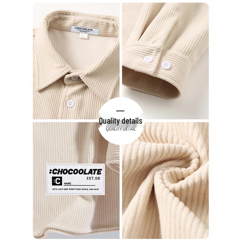CHOCOOLATEit Men's Corduroy Long-Sleeve Shirt Jacket