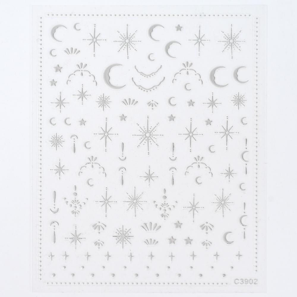 Black White Star 3D Nail Art Sticker Y2K Pentagram Self-Adhesive Decals Laser Shiny Glitters Starlight Manicure Ornaments Slider
