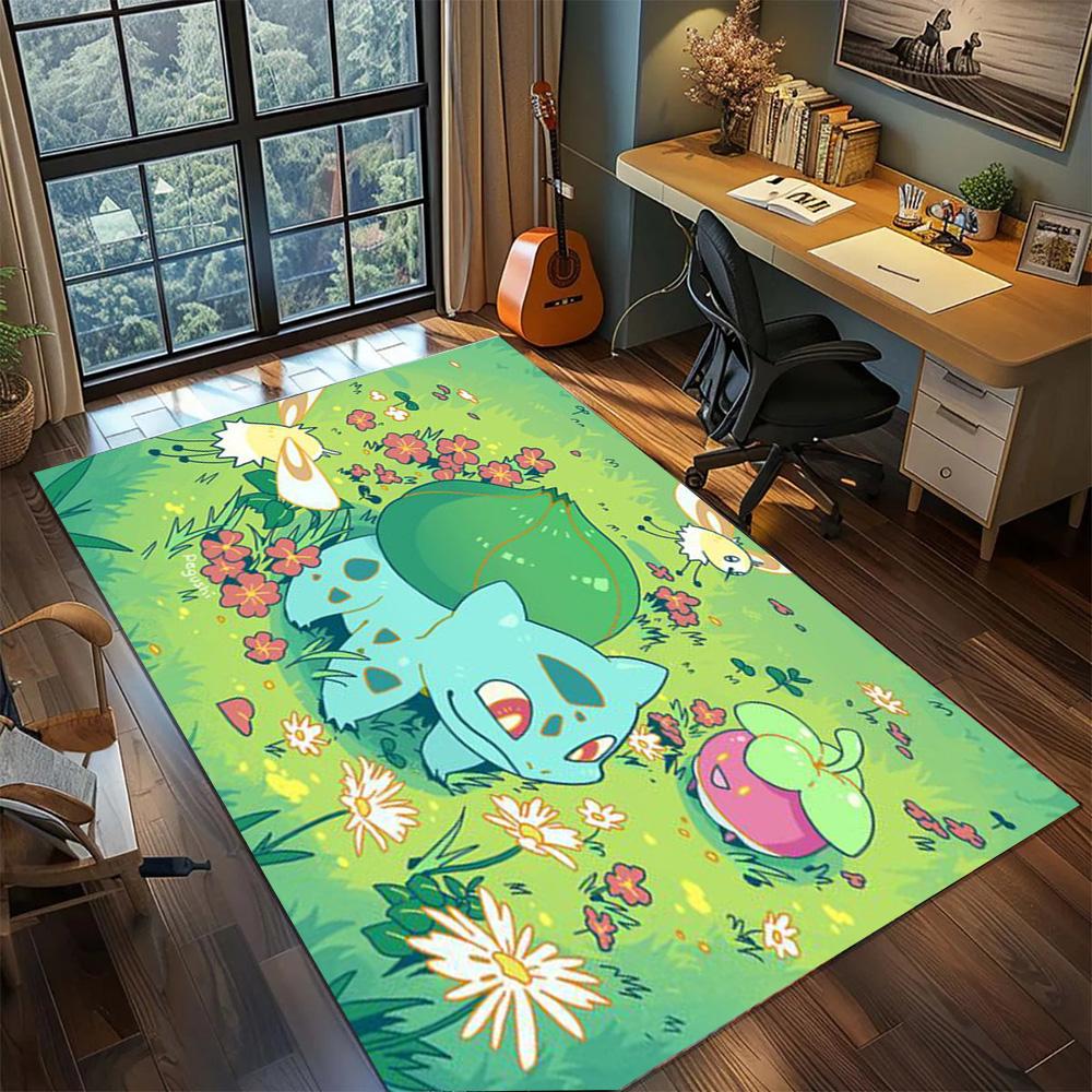 

Bulbasaur Large Size Rug Carpet, Non Slip Washable Floor Mat Home Interior Decor Bedroom Gamer Room.-TING 60x90cm