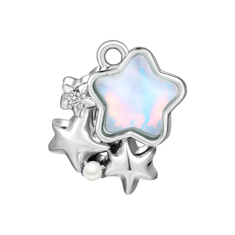 Stainless Steel Charms Crystal Zircon Cherry Moon Star Heart Bow Knot Sun Pendant Beads For Jewelry Making Woman DIY Accessories