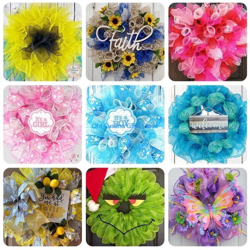 090D Wreath Mesh DIY Christmas Tree Ribbon Decorations Wedding Gift Decorative Ribbon