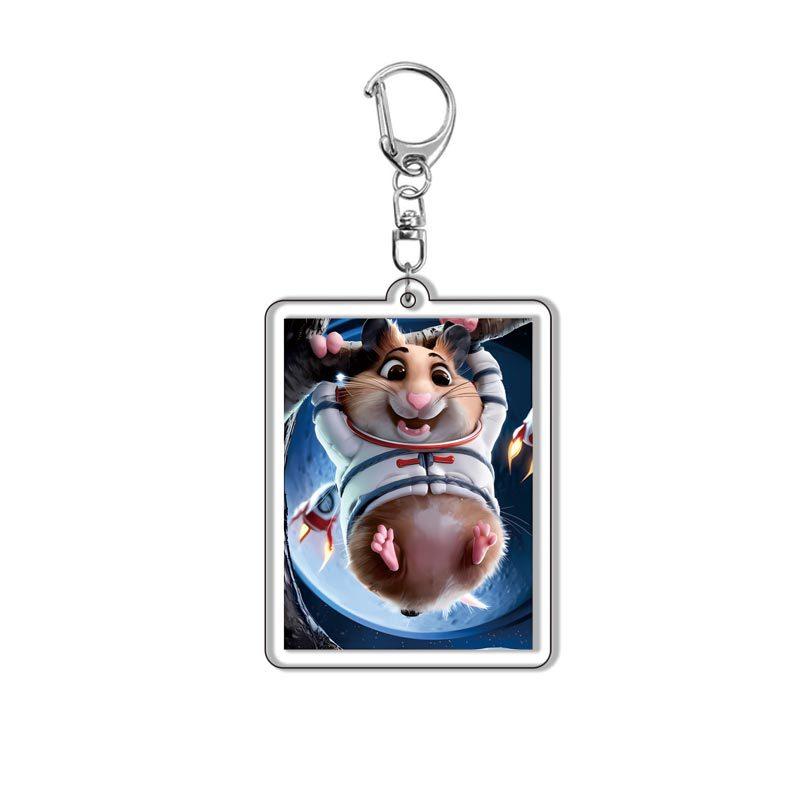 

HOT !!! Hamster Acrylic Keychain Cute Sad Lovely Mobile Phone Backpack Pendant 6 cm